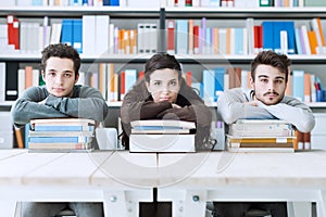Students at the library