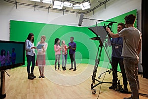 Students On Media Studies Course In TV Studio