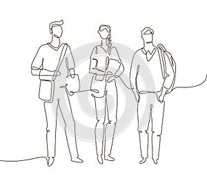 Students - one line design style illustration