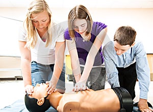 Students Practicing CPR Lifesaving