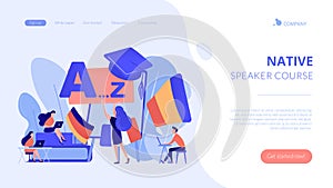 Foreign language workshop concept landing page.