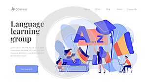 Foreign language workshop concept landing page.