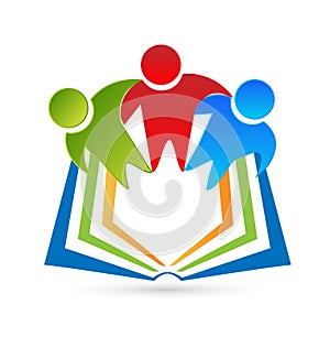 Students reading a book, icon vector