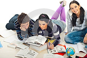 Students reading books home