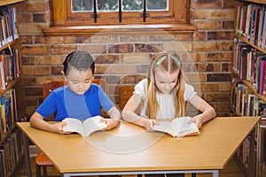 Students reading books while sitting down