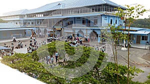 the students returned to class after the apple this morning