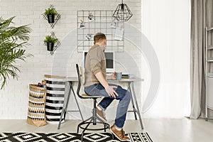 Students room with white wall