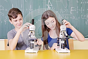 Students in science class