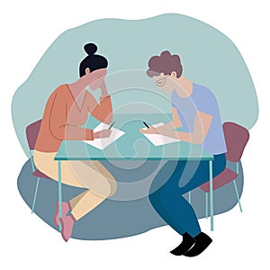 Students sitting at table