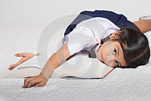 Students sleep with book