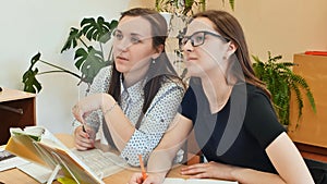 Students study in the classroom at the school desk