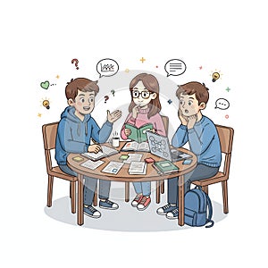 Students Study Group Discussion