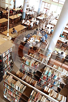 Students are studying inside Mehmood Hassan Library