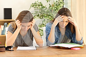 Students studying together at home