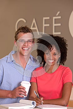 Students taking coffee break