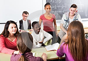 Students talking during a break