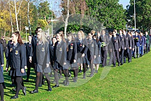 Anzac Day 2018, Tauranga NZ: Members of Tauranga Girls` and Boys` Colleges