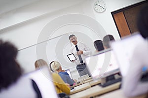 Students with teacher in computer lab classrom