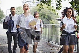 Students on their way home from school