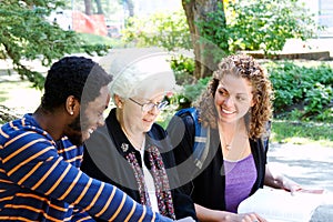 Students and tutor in discussion