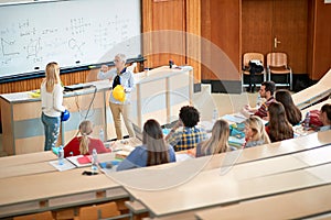 Students in university engaged in education