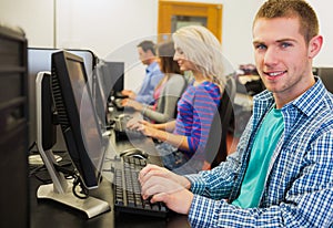 Students using computers in the computer room