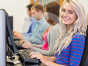 Students using computers in the computer room