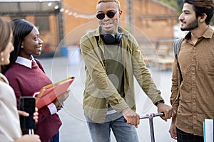 Students walk together at university campus