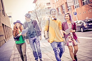 Students walking outdoors