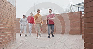 Students walking in their high school grounds