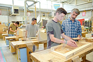Students in woodwork class