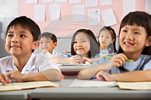 Students Working At Desks In Chinese School