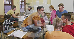 Students working together in high school class