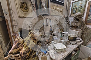 Studio artist artwork and tools