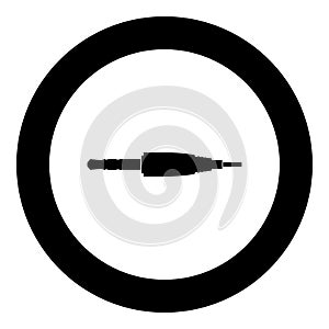 Studio / audio cable connector or mini jack icon black color in circle