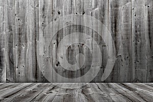 Studio background,Grey Wood wall texture with washed old wooden panel striped with grain surface floor,Horizon Backdrop Product