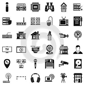 Studio camera icons set, simple style