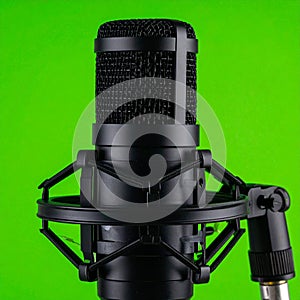 Studio Condenser Mic on Green Screen Background