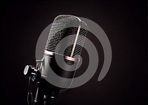 studio condenser microphone, isolated on black. AI Generated