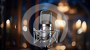 Studio Condenser Microphone For Recording Audio And Vocals, Recording Studio. Generative AI
