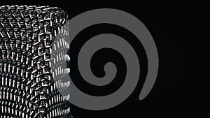 The Studio Condenser Microphone Rotates on a Black Background Close-Up