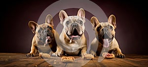 Studio Delights Cute French Bulldogs Snatching Treats. Generative AI