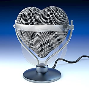 Studio desk microphone in heart shape