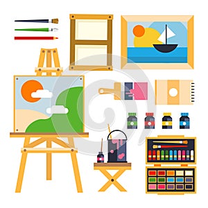 Studio drawing tools to the creative process flat