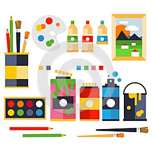 Studio drawing tools to the creative process flat