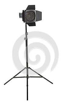 studio flash with reflector and comb isolated on a white background