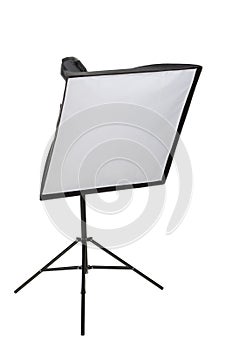 studio flash with softbox isolated on a white background