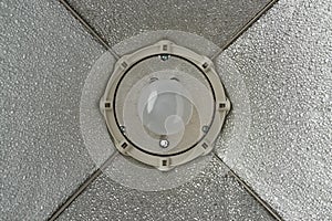 Studio flash on a stand over isolated white background