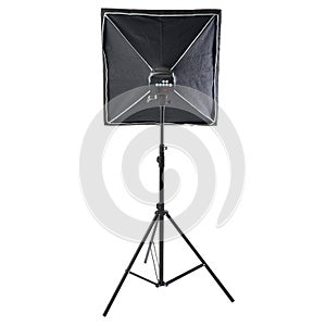 Studio flash on a stand over isolated white background