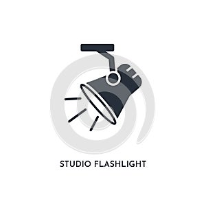 Studio flashlight icon. simple element illustration. isolated trendy filled studio flashlight icon on white background. can be